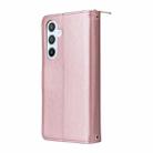 For Samsung Galaxy A54 Nine-card Slots Zipper Wallet Bag Leather Phone Case(Rose Gold) - 3