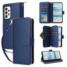 For Samsung Galaxy A73 5G Nine-card Slots Zipper Wallet Bag Leather Phone Case(Blue) - 1