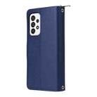 For Samsung Galaxy A73 5G Nine-card Slots Zipper Wallet Bag Leather Phone Case(Blue) - 3