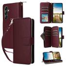 For Samsung Galaxy A26 Nine-card Slots Zipper Wallet Bag Leather Phone Case(Wine Red) - 1