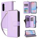 For Samsung Galaxy A56 Nine-card Slots Zipper Wallet Bag Leather Phone Case(Purple) - 1
