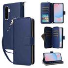 For Samsung Galaxy A56 Nine-card Slots Zipper Wallet Bag Leather Phone Case(Blue) - 1