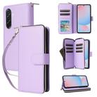 For Samsung Galaxy A36 5G Nine-card Slots Zipper Wallet Bag Leather Phone Case(Purple) - 1