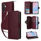 For Samsung Galaxy A36 5G Nine-card Slots Zipper Wallet Bag Leather Phone Case(Wine Red) - 1