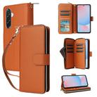 For Samsung Galaxy A36 5G Nine-card Slots Zipper Wallet Bag Leather Phone Case(Brown) - 1