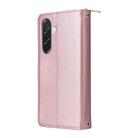 For Samsung Galaxy A36 5G Nine-card Slots Zipper Wallet Bag Leather Phone Case(Rose Gold) - 3