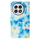 For OnePlus 13 Colored Drawing Marble Pattern Leather Phone Case(Blue Flower) - 3