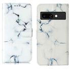 For Google Pixel 9a Colored Drawing Marble Pattern Leather Phone Case(White Marble) - 1