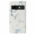 For Google Pixel 9a Colored Drawing Marble Pattern Leather Phone Case(White Marble) - 3