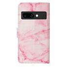 For Google Pixel 9a Colored Drawing Marble Pattern Leather Phone Case(Pink Marble) - 3