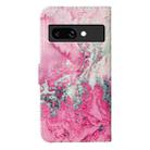 For Google Pixel 9a Colored Drawing Marble Pattern Leather Phone Case(Pink Seawater) - 3