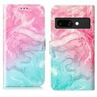 For Google Pixel 9a Colored Drawing Marble Pattern Leather Phone Case(Pink Green Marble) - 1