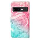 For Google Pixel 9a Colored Drawing Marble Pattern Leather Phone Case(Pink Green Marble) - 3