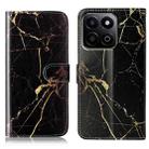 For Honor X7C 4G / 200 Smart Colored Drawing Marble Pattern Leather Phone Case(Black Gold Marble) - 1