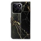 For Honor X7C 4G / 200 Smart Colored Drawing Marble Pattern Leather Phone Case(Black Gold Marble) - 3