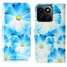 For Honor X7C 4G / 200 Smart Colored Drawing Marble Pattern Leather Phone Case(Blue Flower) - 1