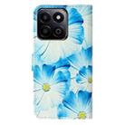 For Honor X7C 4G / 200 Smart Colored Drawing Marble Pattern Leather Phone Case(Blue Flower) - 3