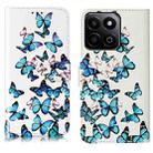 For Honor X7C 4G / 200 Smart Colored Drawing Marble Pattern Leather Phone Case(Little Blue Butterflies) - 1