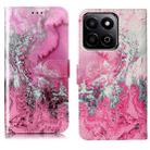 For Honor X7C 4G / 200 Smart Colored Drawing Marble Pattern Leather Phone Case(Pink Seawater) - 1