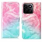 For Honor X7C 4G / 200 Smart Colored Drawing Marble Pattern Leather Phone Case(Pink Green Marble) - 1