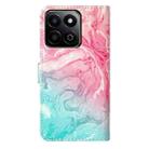 For Honor X7C 4G / 200 Smart Colored Drawing Marble Pattern Leather Phone Case(Pink Green Marble) - 3