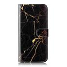 For Motorola Moto G35 Colored Drawing Marble Pattern Leather Phone Case(Black Gold Marble) - 2