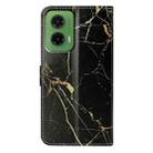 For Motorola Moto G35 Colored Drawing Marble Pattern Leather Phone Case(Black Gold Marble) - 3