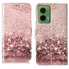 For Motorola Moto G35 Colored Drawing Marble Pattern Leather Phone Case(Rose Gold) - 1