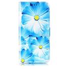 For Motorola Moto G35 Colored Drawing Marble Pattern Leather Phone Case(Blue Flower) - 2