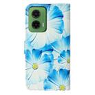 For Motorola Moto G35 Colored Drawing Marble Pattern Leather Phone Case(Blue Flower) - 3