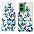 For Motorola Moto G35 Colored Drawing Marble Pattern Leather Phone Case(Little Blue Butterflies) - 1