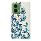 For Motorola Moto G35 Colored Drawing Marble Pattern Leather Phone Case(Little Blue Butterflies) - 3