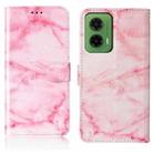 For Motorola Moto G35 Colored Drawing Marble Pattern Leather Phone Case(Pink Marble) - 1