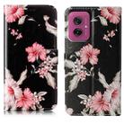 For Motorola Moto G55 Colored Drawing Marble Pattern Leather Phone Case(Azalea) - 1