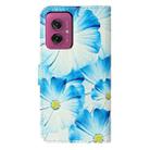 For Motorola Moto G55 Colored Drawing Marble Pattern Leather Phone Case(Blue Flower) - 3