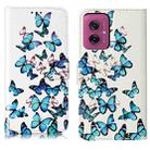 For Motorola Moto G55 Colored Drawing Marble Pattern Leather Phone Case(Little Blue Butterflies) - 1