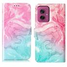 For Motorola Moto G55 Colored Drawing Marble Pattern Leather Phone Case(Pink Green Marble) - 1