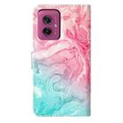 For Motorola Moto G55 Colored Drawing Marble Pattern Leather Phone Case(Pink Green Marble) - 3