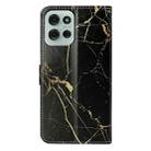 For Motorola Moto G75 Colored Drawing Marble Pattern Leather Phone Case(Black Gold Marble) - 3