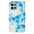 For Motorola Moto G75 Colored Drawing Marble Pattern Leather Phone Case(Blue Flower) - 3