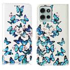 For Motorola Moto G75 Colored Drawing Marble Pattern Leather Phone Case(Little Blue Butterflies) - 1