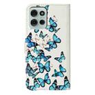 For Motorola Moto G75 Colored Drawing Marble Pattern Leather Phone Case(Little Blue Butterflies) - 3