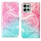 For Motorola Moto G75 Colored Drawing Marble Pattern Leather Phone Case(Pink Green Marble) - 1