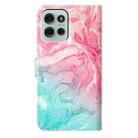 For Motorola Moto G75 Colored Drawing Marble Pattern Leather Phone Case(Pink Green Marble) - 3