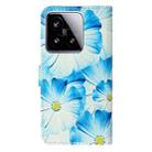 For Xiaomi 15 Colored Drawing Marble Pattern Leather Phone Case(Blue Flower) - 3
