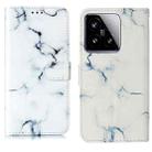For Xiaomi 15 Colored Drawing Marble Pattern Leather Phone Case(White Marble) - 1