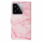 For Xiaomi 15 Colored Drawing Marble Pattern Leather Phone Case(Pink Marble) - 3
