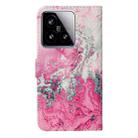 For Xiaomi 15 Colored Drawing Marble Pattern Leather Phone Case(Pink Seawater) - 3