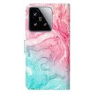 For Xiaomi 15 Colored Drawing Marble Pattern Leather Phone Case(Pink Green Marble) - 3