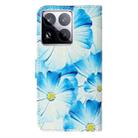 For Xiaomi 15 Pro Colored Drawing Marble Pattern Leather Phone Case(Blue Flower) - 3